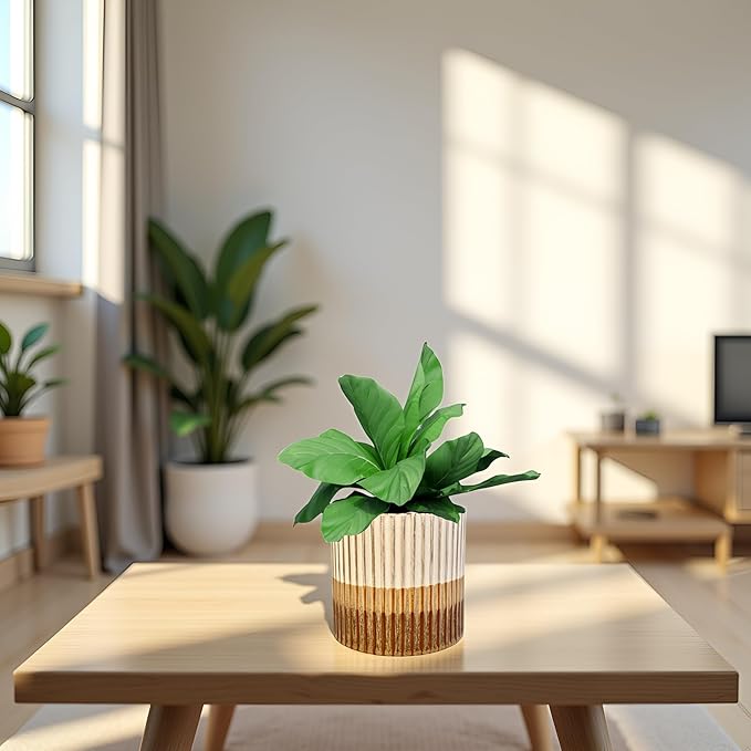 Admired by Nature 5" Ceramic Flower Planter Pot - for Home Decor, Indoor Plants, Garden Display, Organization - Brown