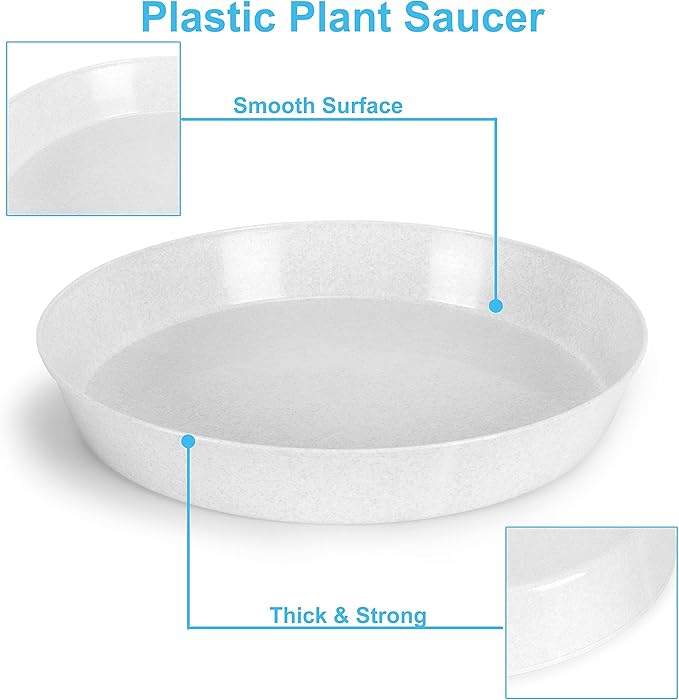 Saucers 16 inch (14.2 inch Base) Case of 5 White Granite Colored Plastic