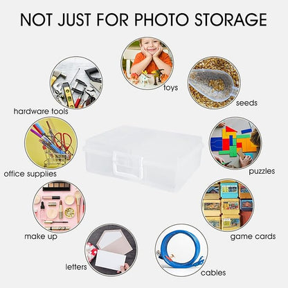 4" x 6" Photo Storage Case with Handle, 16 Inner Photo Organizer Keeper, Extra Large Storage Picture Boxes, Seed Storage, Transparent Craft Keeper (16 Pack Inner Box)