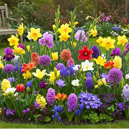 Complete Spring Flower Garden | 50 Fresh Bulbs | Bloom All Spring and Summer | Easy to Grow Flower Bulb, Indoor/Outdoor | Tulips, Daffodils, Crocus, Gladiolus - Living Gift