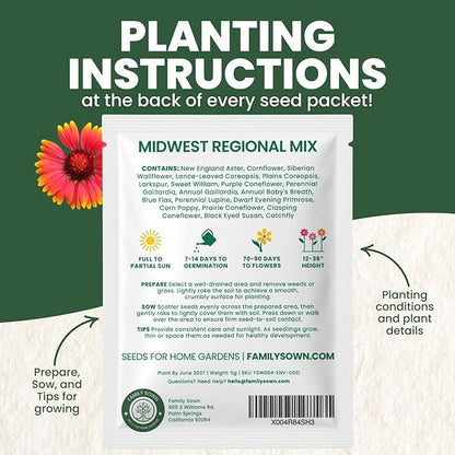 Midwest Regional Mix – 2,500 Seeds for Planting – 2026 Season – 5 Gram Pouch