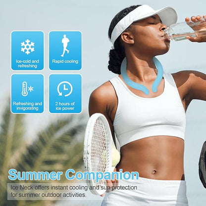 Neck Cooling Tube with Cold Insulated Bag,Reusable 18℃/64℉ Ice Neck Ring Wearable Body Cooler Products for Summer (Blue)
