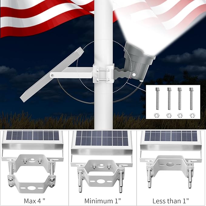 Ofuray Solar Flag Pole Light Outdoor,Dimmable Brightest Flag Pole Light Solar Powered, American Flag Coverage Led Solar Flag Pole Lights Outdoor Dusk to Dawn fit 1.5''-4'' Flagpole for House