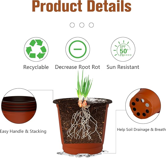 40 PCS Plant Nursery Pots 4 Inch Plant Seedling Pots with Drainage Holes Plastic Plant Flower Pot Small Plastic Seed Starting Pot Starter Containers Office Home Indoor Outdoor