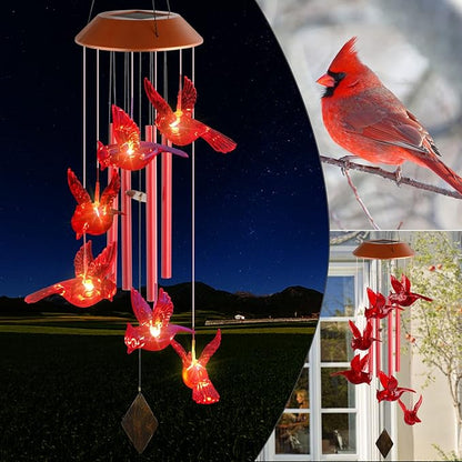Cardinal Wind Chime, Solar Sound Windchime, Wind-Chime Outdoor, Garden Decor, Yard Decor, Gifts for Women, Mom Gifts, Gardengifts, Grandma Gift
