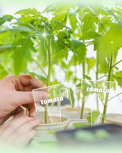 eZAKKA Acrylic Plant Labels, 12pcs Plant Tags Markers Around Hanging Garden Markers Labels Tree Tags Sticks for Seedlings Outdoor Garden Waterproof