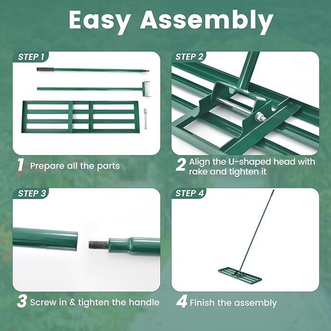 Goplus Lawn Leveling Rake, 30" x 10" Heavy Duty Level Lawn Tool w/ Ergonomic Handle for Soil, Effort-Saving Landscape Rake for Garden, Backyard, Golf Course, Farm, Pasture