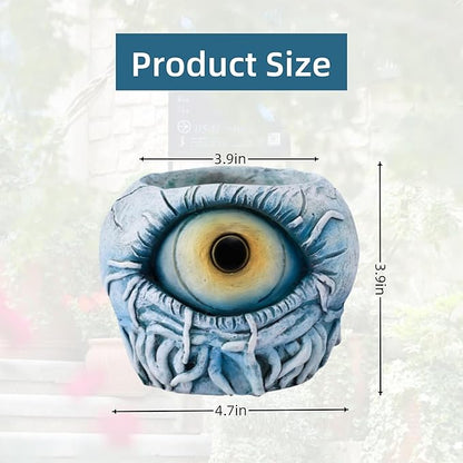 Blue Monster Eye Planter Creative Unique Eye Plant Pot,Resin Succulent Plants Pot with Drainage, for Outdoor Garden Deco and Home Art Decoration
