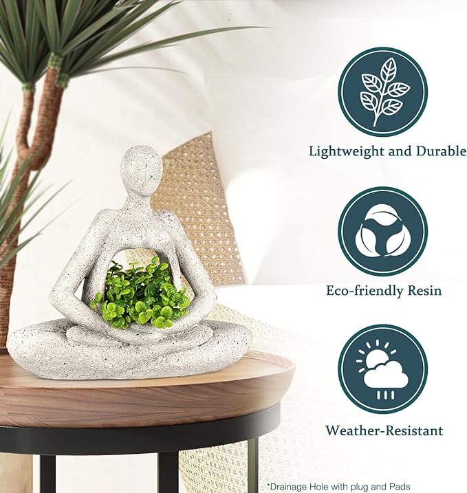 Planters for Outdoor Indoor Plants Succulent Planter Plant Flower Pots Unique Head Face Garden Vase with Drainage Hole Woman Yoga