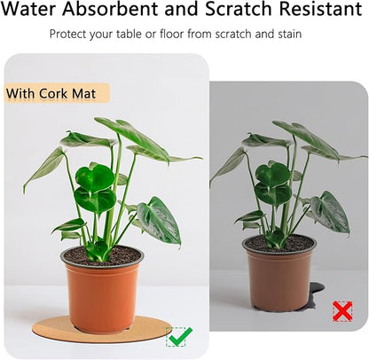 14 Inch Large Cork Plant Coasters, 2 Pieces Cork Plant Mats, Cork Coaster for Planters, Large Plant Coasters for House Plants Indoor Outdoor (Nude & Black)