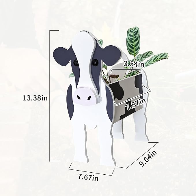 Dairy Cow Planter, Cute Animal Shape Flower Planters, Plant Pots for Indoor/Outdoor Garden Decor, Unique Gifts/Souvenirs for Pet Lovers