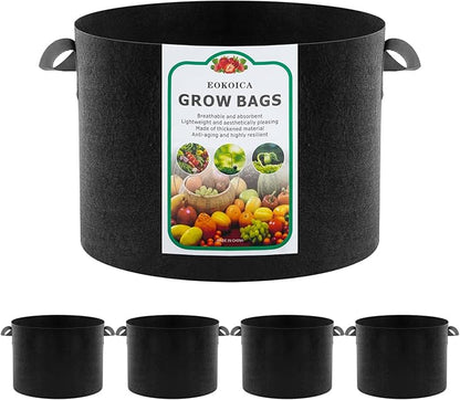 5-Pack 15 Gallon Grow Bags, Thickened Aeration Fabric Pots with Handles, Heavy Duty Plant Bags for Vegetables, Tomatoes, Potatoes, Fruits & Flowers, Reusable Garden Pots for Plants