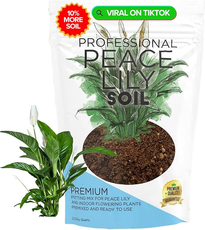 Professional Peace Lily Soil | Large 2.2 Quarts Ready to Use for Peace Lily Plants | Peat Moss, Coco Coir, Perlite, Dolomite | Made in USA