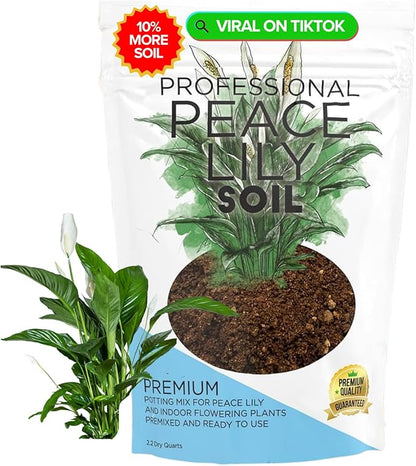 Professional Peace Lily Soil | Large 2.2 Quarts Ready to Use for Peace Lily Plants | Peat Moss, Coco Coir, Perlite, Dolomite | Made in USA