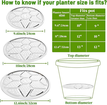 6-Pack 10/11/13-Inch Round Planter Insert, Planter Inserts for large Pots with Drainage Holes, Use Less Potting Soil, Plant Risers for Inside Pots for Tall or Short Planters for Indoor & Outdoor Use