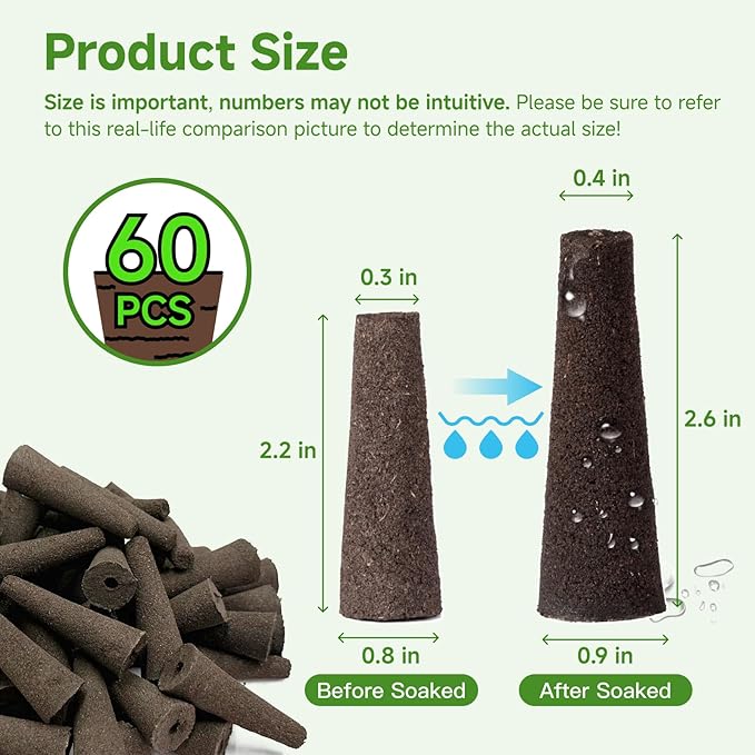 60 Pack Pods Replacement, Hydroponic Grow Sponges Rapid Rooting Seed Starter Sponges Compatible with Aerogarden,IDOO, Models & Indoor Hydroponic Systems