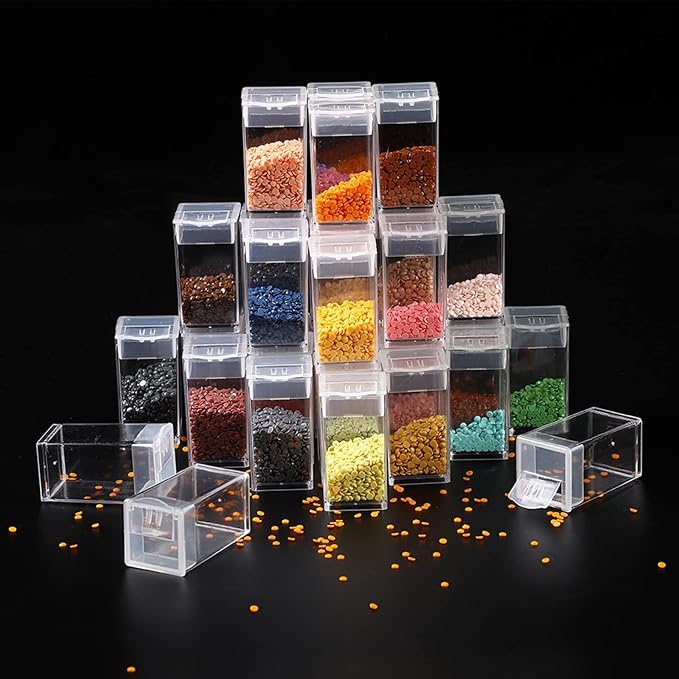 CDIYTOOL Seed Storage Box, Transparent Clear Seed Beads Container Plastic Seed Storage Organizer Reusable Storage Container for Flower Vegetable Seed Small Containers with Lid (48 Slot Square Small)