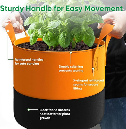 15-Gallon Grow Bags for Potato Planting: 6 Pack Heavy Duty 350G Thickened Potatoes Planter Bags with Handles - Fabric Pots Felt Garden Bags for Growing Vegetable Fruit Flower Herb with Plant Labels