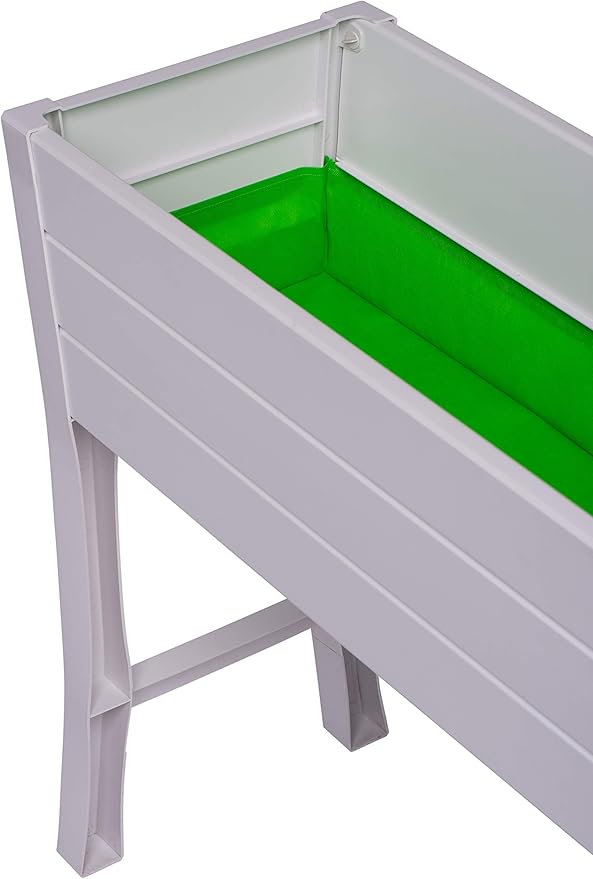 Nuvue Products 26020, 36" L x 15" W x 32" H, Polymer with Woodgrain Texture, White Elevated Garden Box