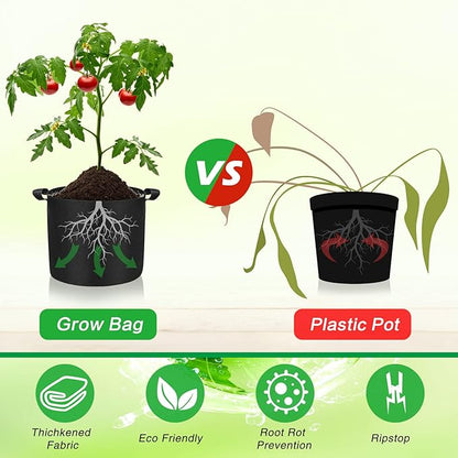 80 Pack 5 Gallon Grow Bags Bulk Heavy Duty Thickened Nonwoven Plant Fabric Pots Vegetable Grow Nursery Pots with Reinforced Handles for Vegetables Potato Tomato and Flower