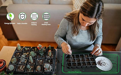 Seedling Heat Mat for Seed Starting,10" x 20.75" Waterproof Heating Pad for Indoor Plants Germination (Black 2 Pack)