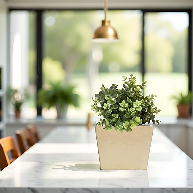 Admired by Nature 6" Ceramic Flower Planter Pot - for Home Decor, Indoor Gardens, Succulents, Organization, Display, Storage - Large White