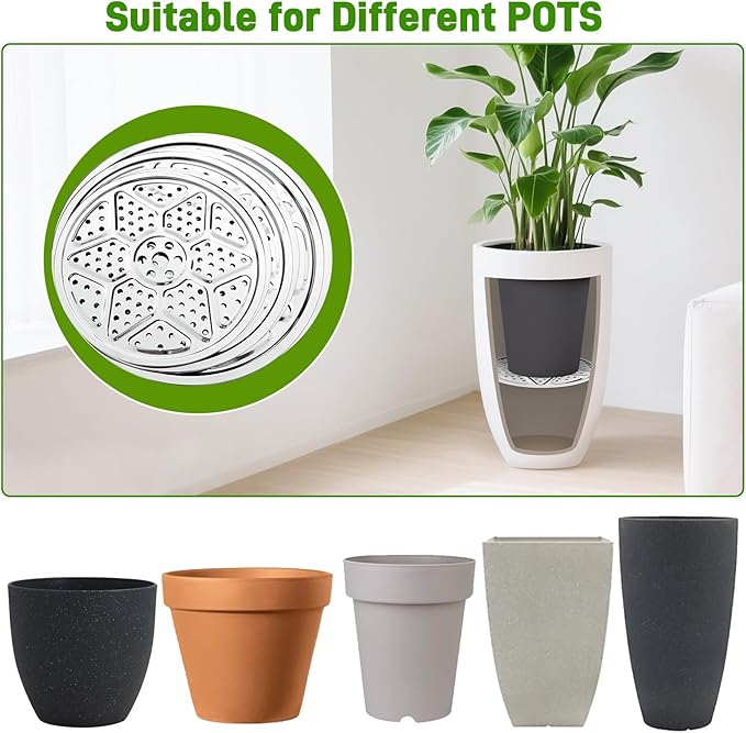 6-Pack 10/11/13-Inch Round Planter Insert, Planter Inserts for large Pots with Drainage Holes, Use Less Potting Soil, Plant Risers for Inside Pots for Tall or Short Planters for Indoor & Outdoor Use