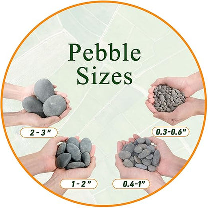 45 LB Natural River Rocks Mexican Beach Pebbles, 0.3-0.6 Inch Natural Unpolished Bulk Rocks, Pebbles for Landscaping Garden Paving Plant, Rocks for Walkways Outdoor Decorative Stone, Grey
