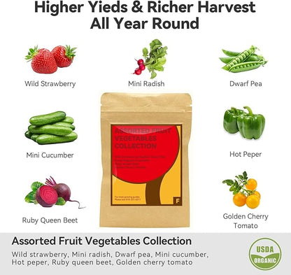 inbloom Fruit Seed Pod Kit for AeroGarden, Ahopegarden, GARDENCUBE, MUFGA, iDoo Hydroponics Growing System, 12-Pods (350+ Seeds Include Strawberry, Tomato, Cucumber, Pea, Ruby Queen Beet)