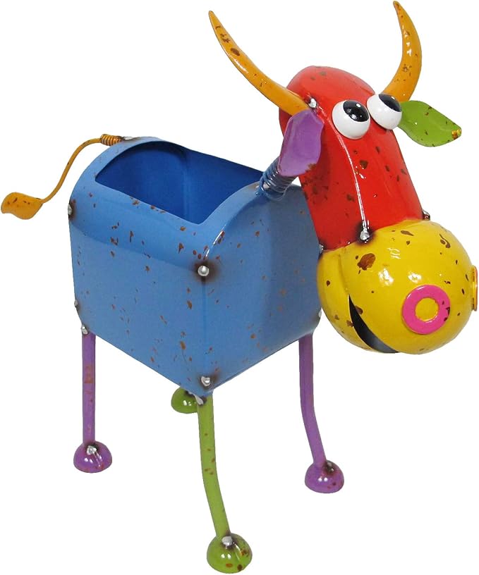Continental Art Center Colorful Cow Planter- Lawn & Garden DÉCOR