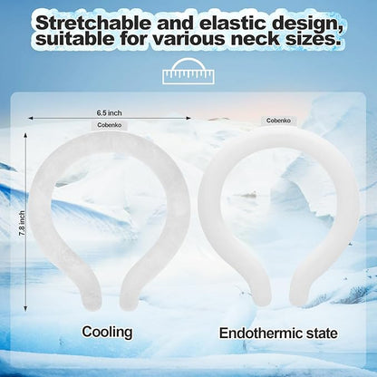 Neck Cooling Tube with Cold Insulated Bag,Reusable 18℃/64℉ Ice Neck Ring Wearable Body Cooler Products for Summer (White)