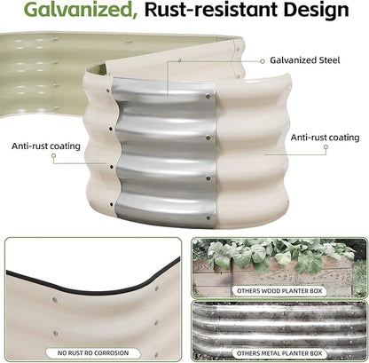 GoCampDriect 6IN1 Raised Garden Bed - 8x3x1ft Galvanized Raised Garden Boxes Outdoor Corrosion Resistant | Variable Shape 9x2x1ft Metal Raised Garden Beds for Planting Vegetable, Fruits,Flower
