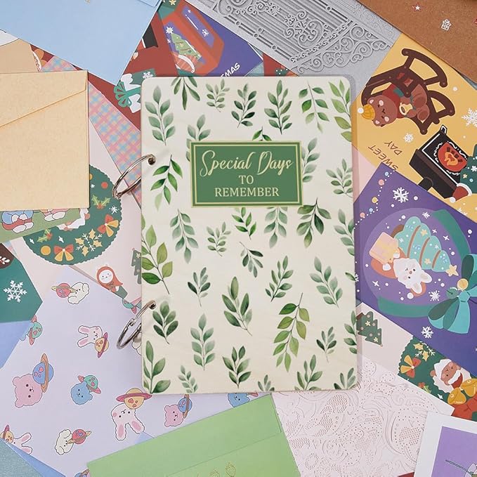 SUPERDANT Special Days to Remember Greeting Card Organizer Gift Card Holder Cards Keeper Storage Keepsake Book Binder Birthday Holiday Post Cards Photo Album Holder with Punch and 20 pcs Inner Pockets