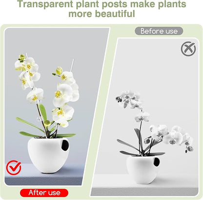 Mwellewm Plant Stakes 30 Pcs 17 Inch & 11 Inch Plant Support Stakes For Indoor Outdoor Tall Acrylic Clear Garden Orchid Sticks with 30 Small Clips Single Stem Potted Tomato Flower Amaryllis Vegetables