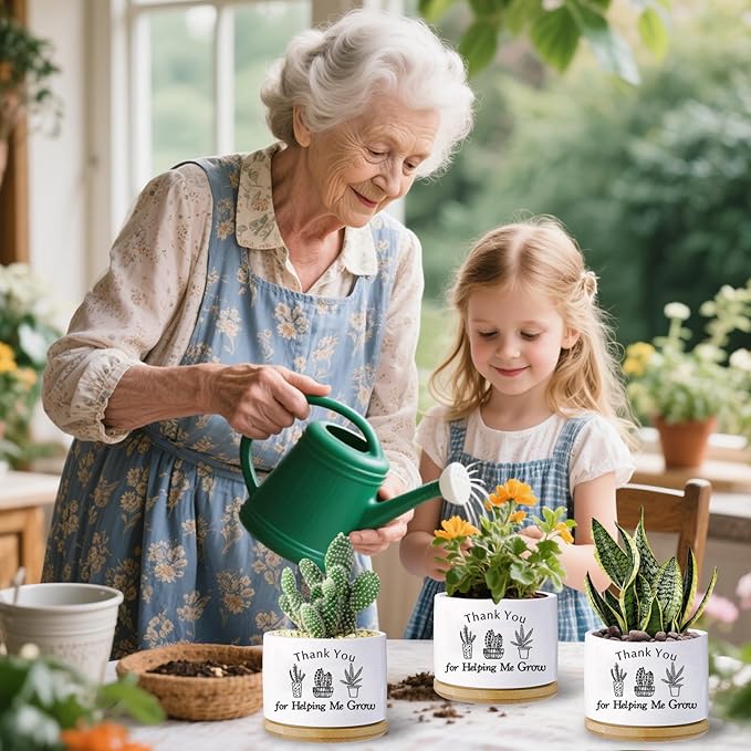 Thank You for Helping me Grow Gifts,Funny planters for Indoor Plants, for Planter Lover,Garden Planters Succulent Pots, with Drainage Holes and Saucer(No Plants) (Helping Me Grow)