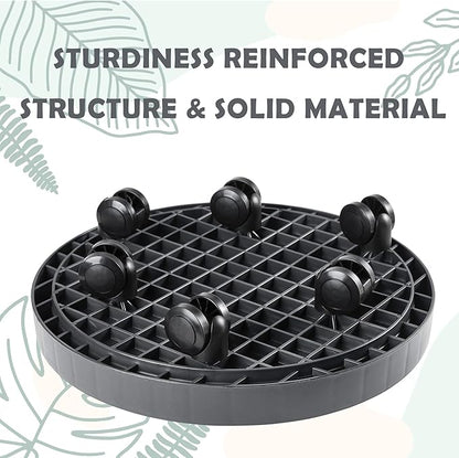 20.5 Inch Planter Caddies Rolling Saucer Caddy with Wheels, Heavy Duty Wheeled Stand for Potted Plant, Round Coaster Roller Base Tray with Casters, Flower Pot Dolly Holder for Indoor Outdoor