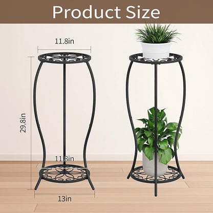 Plant Stand Indoor Outdoor, 2 Tier Metal Tall Plant Stand, Flower Pot Stand, Heavy Duty Plant Shelf Rack, Corner Plant Stand Rustproof for Planter Garden Balcony Patio Living Room