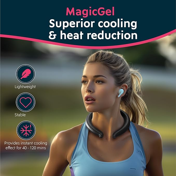 Magic Gel Neck Ring Coolers - Wearable Neck Cooling Ice Pack - Reusable Cool Body Cooler Tube - Cold Gel Wrap Ice Packs for Necks - Perfect for Athletes or Outdoor Workers - Black