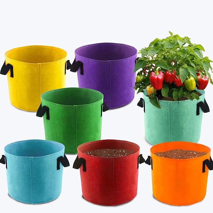 Grow Bags 7-Pack 5 Gallon Planting Bags Heavy Duty Grow Pots 300G Thickened Nonwoven Plant Fabric Pots with Handles for Garden and Outdoor Planting