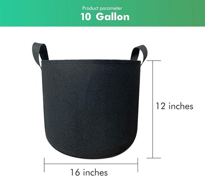 12-Pack 10 Gallon Plant Grow Bags Heavy Duty Thickened Nonwoven Fabric Pots with Handles