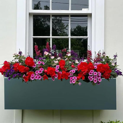 Metal Railing Planter Box, 30 Inch Balcony Planters with Adjustable Brackets, Large Hanging Planters for Outdoor Fence Deck