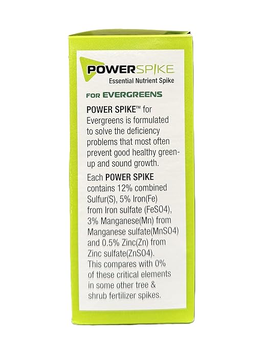 Power Spike for EVERGREENS, Fertilizer Spike. Essential Nutrient Spike Fortified with Iron to Feed All Types of evergreens and Address Common Deficiencies (20 Spikes - 6.4 lbs) (20)