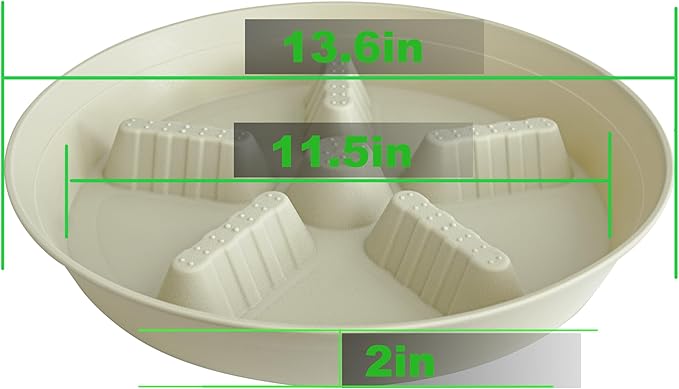 4 Pack Plant Saucer 14 inch, Plastic Plant Saucers for Indoors, Raised Middle Plant Trays for Pots, Water Tray for Plants, Plant Stand Water Catcher Tray, Pot Saucers for Plants