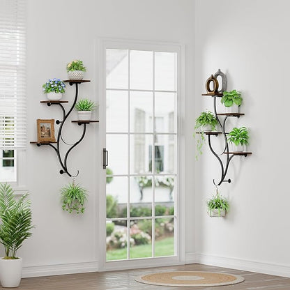 LATIBELL 2 Packs Wall Planters for Indoor Plants 8 Tiered Wall Mount Plant Holder Hanging Planters Wall Decor Living Room Plant Stand Indoor Wall Planter Plant Hanger Window Plant Shelves for Home