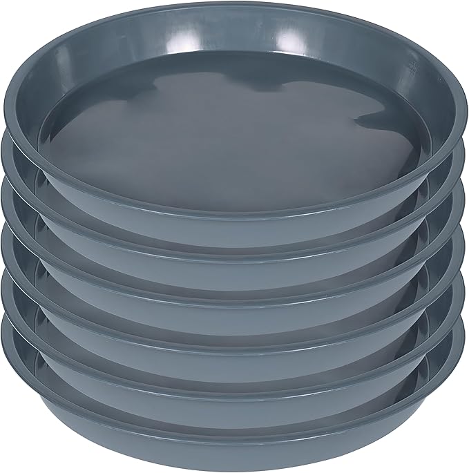 6 Pack of 25 inch Plant Saucer, Plant Tray 20 Inch Round, Plant Saucers for Indoors, Plant Trays for Pots, Flower Pot Saucers, Pot Saucers for Planter 19-26" (25", Gray)