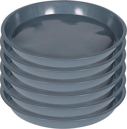 6 Pack of Plant Saucer 14 Inch (12 Inch Base), 14 Inch Plant Saucer, Plastic Plant Trays for Pots, Plant Saucers for Indoors Round, Planter Tray for Planter 11"/12"/13" (14", Gray)