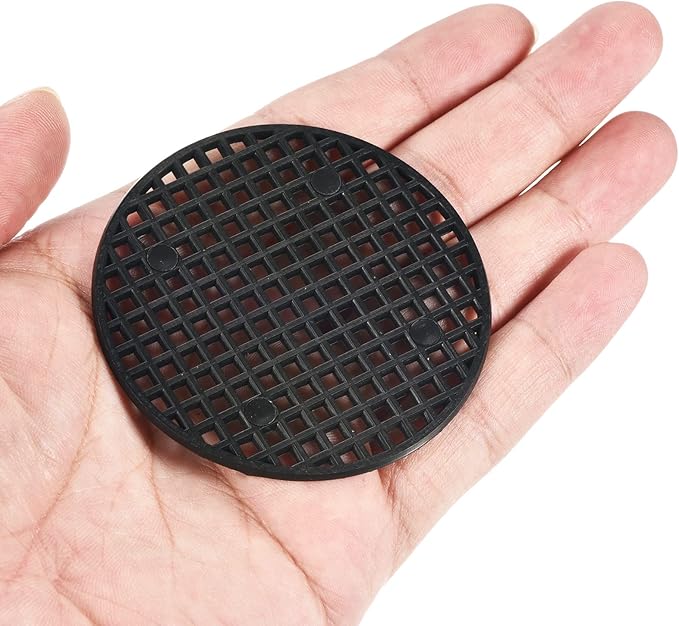 50 Pack Plant Pot Hole Mesh Pads - Round Rigid Bonsai Flowerpot Drainage Grid Screen Apply to Outdoor/Garden (6.5cm/2.5 Inch, Black)
