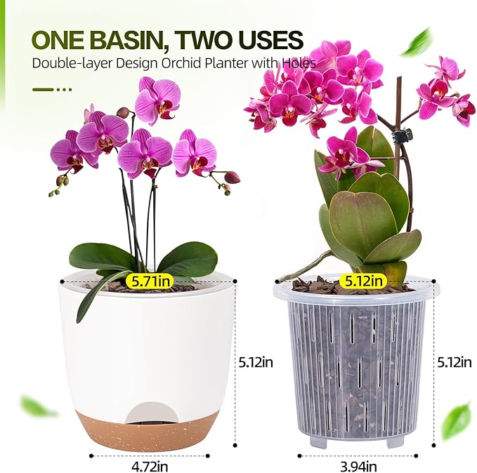 5.8 Inch Self Watering Planters for Indoor Plants with Bottom Watering,2Pack Flower Plant Pots for Outdoor with Drainage, Durable Plastic planters Pots(White)