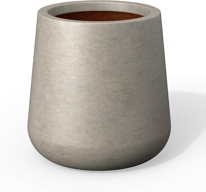 Kante Large Round Concrete Planter, 17.3" Dia Classic-Style Plant Pot with Drainage Hole, Ideal for Home, Patio, Garden, Flowers, Trees, Weathered Concrete Finish with Painted Interior