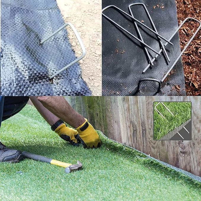 12 Inch Garden Landscape Staples Stakes, 26 Pcs Galvanized Garden Stakes Heavy Duty Metal Ground Stakes for Securing Lawn Fabric